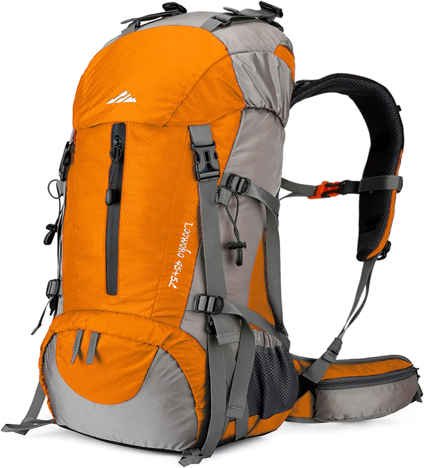 Loowoko 50L Hiking Backpack, Waterproof Camping Essentials Bag with Rain Cover,