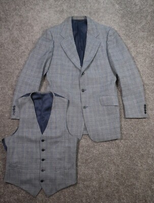 VTG Wool Gray Blazer Vest Mens 40* Christopher David The Highlander EUC
