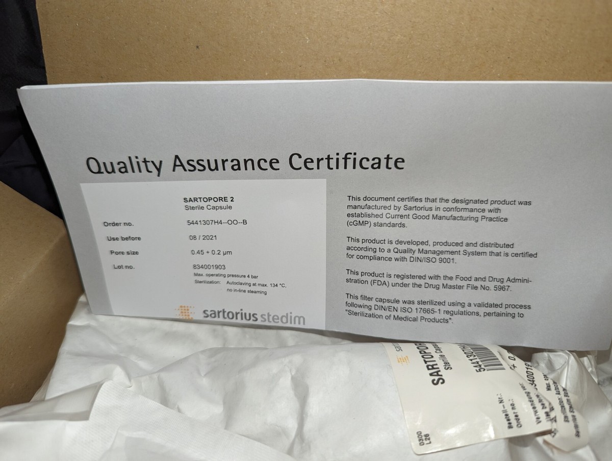 Sartorius 5441307H4-00-B Sartopore 2 Filter Sterile Capsule 0.4+