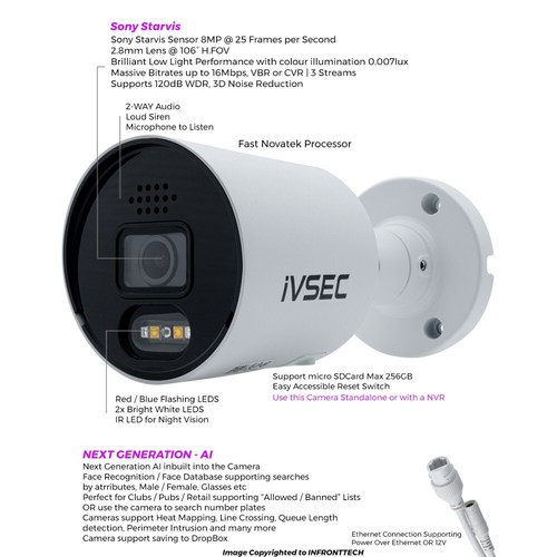 IVSEC PRO 8MP 4K PRO-AI 2TB 8CH 2x880B Cam 25fps Sony Starvis NVR CCTV Security - Picture 8 of 10