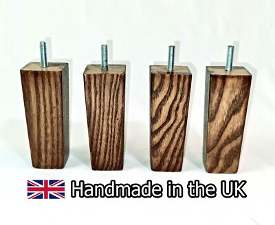 4x Holzmöbel Trapezbeine 12cm Fuß für Hocker Stuhl Truhe Schrank