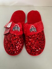 FOCO Ohio State Buckeyes Red Sequins Women's Slippers Size XL 11/12 New