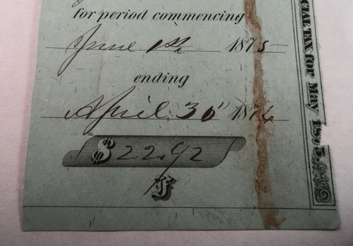 Papel antiguo: talón de sello de impuestos especiales de $25 6-23-1875 para distribuidor minorista de licores - Imagen 4 de 5