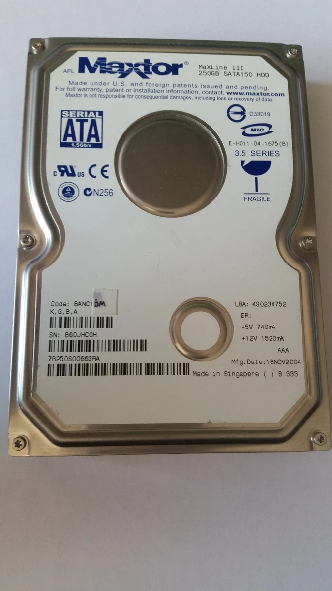超稀少　Maxtor 7Y250P0 250GB【注意判定】498?時間 Maxtor 250GB Internal Hard Disk Drives for sale | eBay