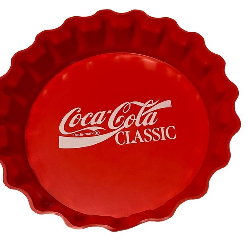 Coca Cola Classic Bottle Cap Top Serving Dish Ruffled Bowl Plastic Vintage - Picture 1 of 10