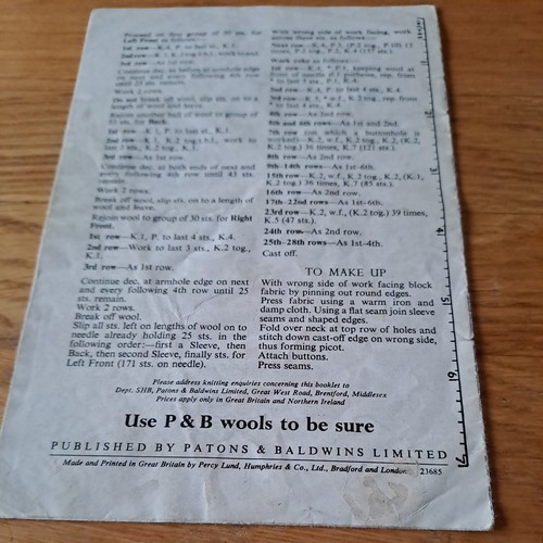 vintage knitting patterns for babies - Picture 2 of 4