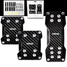 VISION Universal Polish Carbon 3pcs Racing Pedal Pad Set Manual M/T