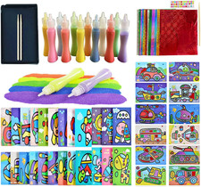 48 Pcs Art Kits,12 Color Sand Art Kits with 24 Sheets Sand Art Painting Cards,12