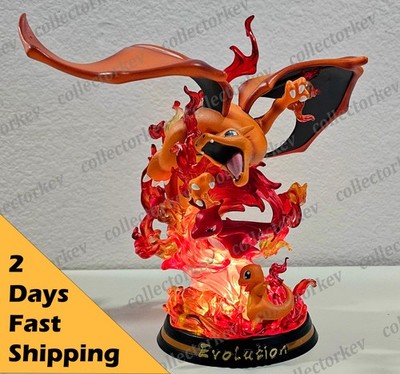 New Pokemon Evolution Luminous LED Charizard Charmander Charmeleon Statue Figure