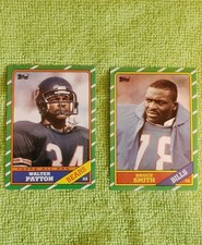 ~1986 TOPPS~ (#11) WALTER PAYTON + (#389) BRUCE SMITH~ ROOKIE CARD (RC). rookie card picture