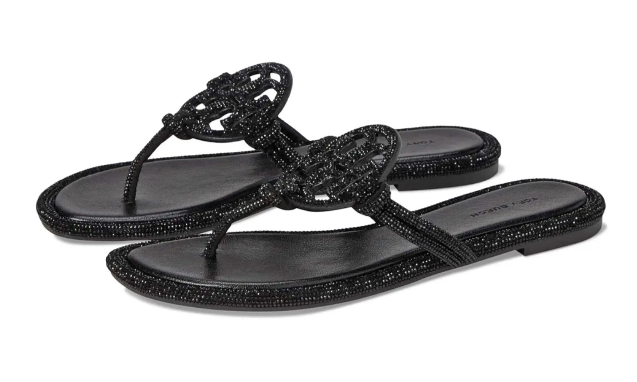 Tory Burch Women's Miller Pavé Knotted Sandal - Black