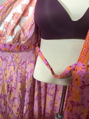 ZESICA DAMEN KLEID GEBLÜMT ROSA, ORANGE WICKEL MAXI BOHEMIAN Gr. L 100% VISKOSE. - Bild 9 von 13