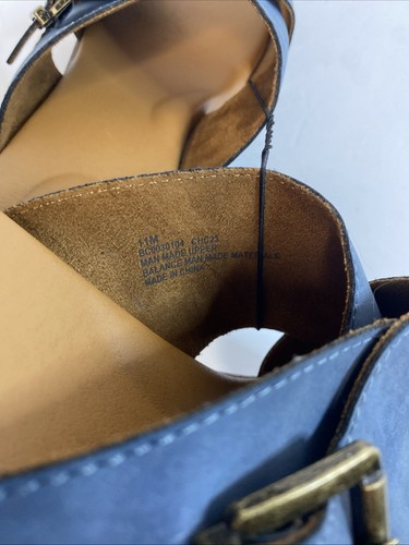 b.o.c. Damen-Sandalen blau Keilabsatz Größe 11M Kreuzriemen Slide Schnalle neu ohne Karton - Bild 4 von 8