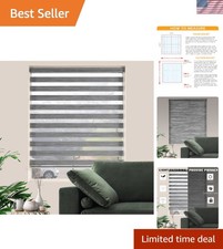 Zebra Blinds Light Filtering Privacy Shades for Windows Easy to Install Grey