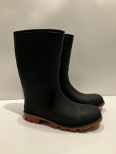 Kids Size 3 Black Rain Boots, Waterproof Rubber Garden Chore Boots, Unisex New