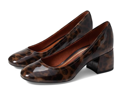 Vionic Women's Carmel Black Leopard Patent Leather Pumps Size 7 M , I7869L4002