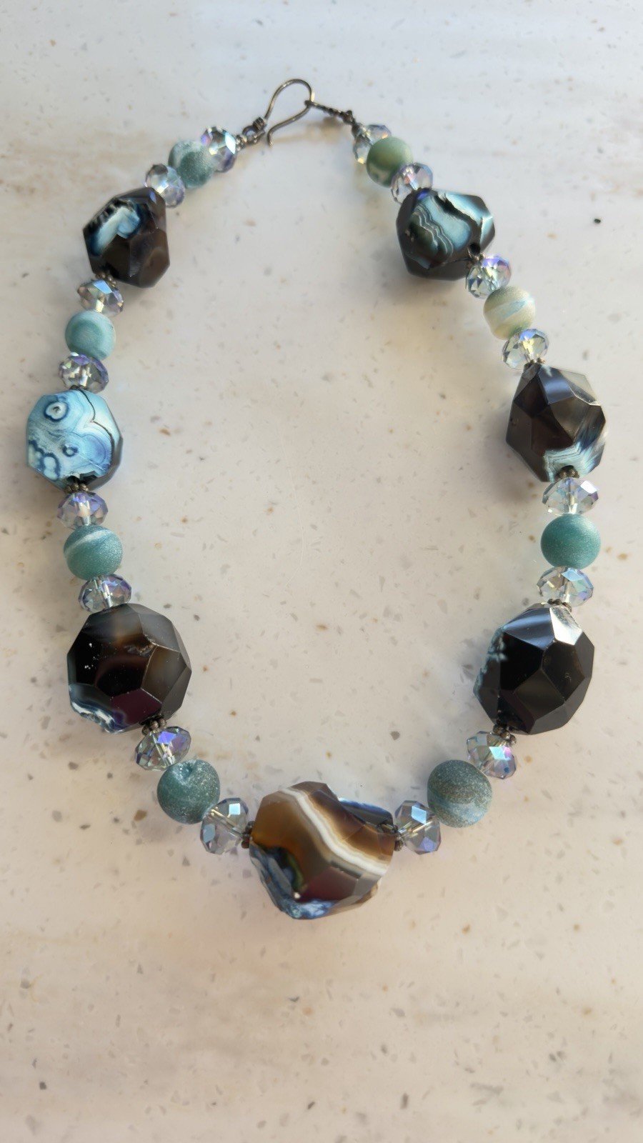 HANDMADE STATEMENT NATURAL AGATE GLASS FACETED BE… - image 9