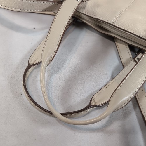Fossil Leather Purse Cream Beige Shoulder Crossbody 2 Strap Zip Magnet Silver - Picture 16 of 16