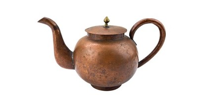 Antique Copper Teapot With Brass Knob Lid China Chinese Patina Kettle Primitive