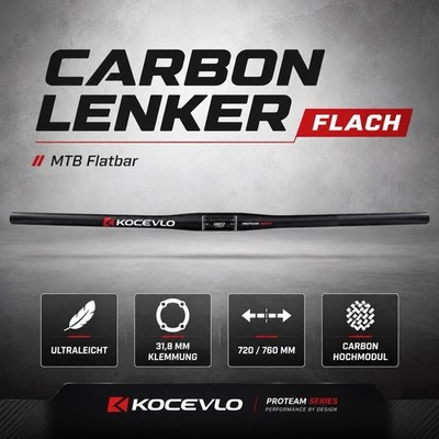KOCEVLO Carbon MTB Lenker Flat 31,8 mm 760 mm Ultralight Proteam