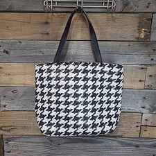 Vintage Falor Woven Leather Houndstooth Tote ...