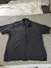 Cezani Shirt Mens XL Black 100% Silk Short Sl...