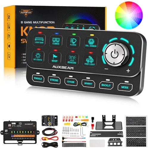 AUXBEAM KS-80 Knob RGB Switch Panel LED Light Dimming Dynamic Chase 4 Modes