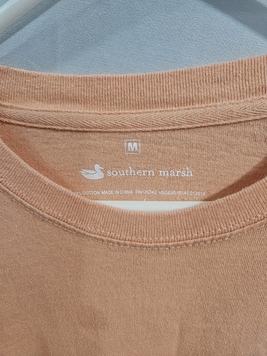Southern Marsh Tee Shirt Orange Graphic Long Sleeve Front Pocket Mens Sz Medium - Picture 5 of 8