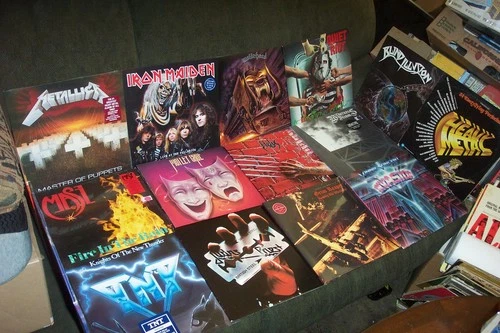 20 CT HEAVY METAL LP, EP LOT w METALLICA, IRON MAIDEN, MOTLEY CRUE, MOTORHEAD