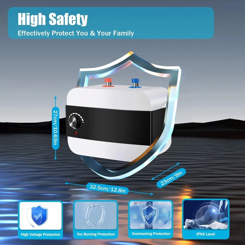 Chauffe Eau Electrique Mini 6L  - 1500W Rapide sous Evier Cuisine Salle de Bain - Photo 2/4