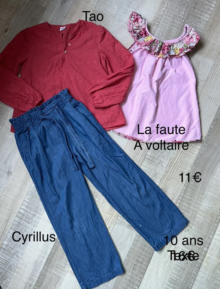 Tao La Faute A Voltaire Cyrillus 10 Ans Fille : Top Blouse Et Jean Été TBE - Photo 1/1