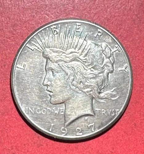 1927 US Peace SILVER Dollar! "Philadelphia" Mint! Low Mintage! Choice AU Details