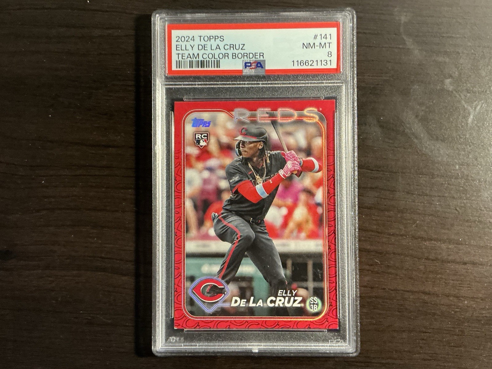 2024 Topps Series 1 Elly De La Cruz Team Color Border #141 Rookie PSA 8