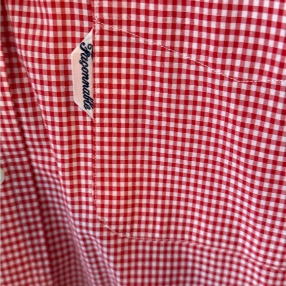 Facconable Red Gingham Cotton Button Down Shirt d… - image 5