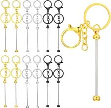 12 Pcs Beadable Keychain Bars Blank Beaded Keychains Bar DIY Metal Keychain Gold