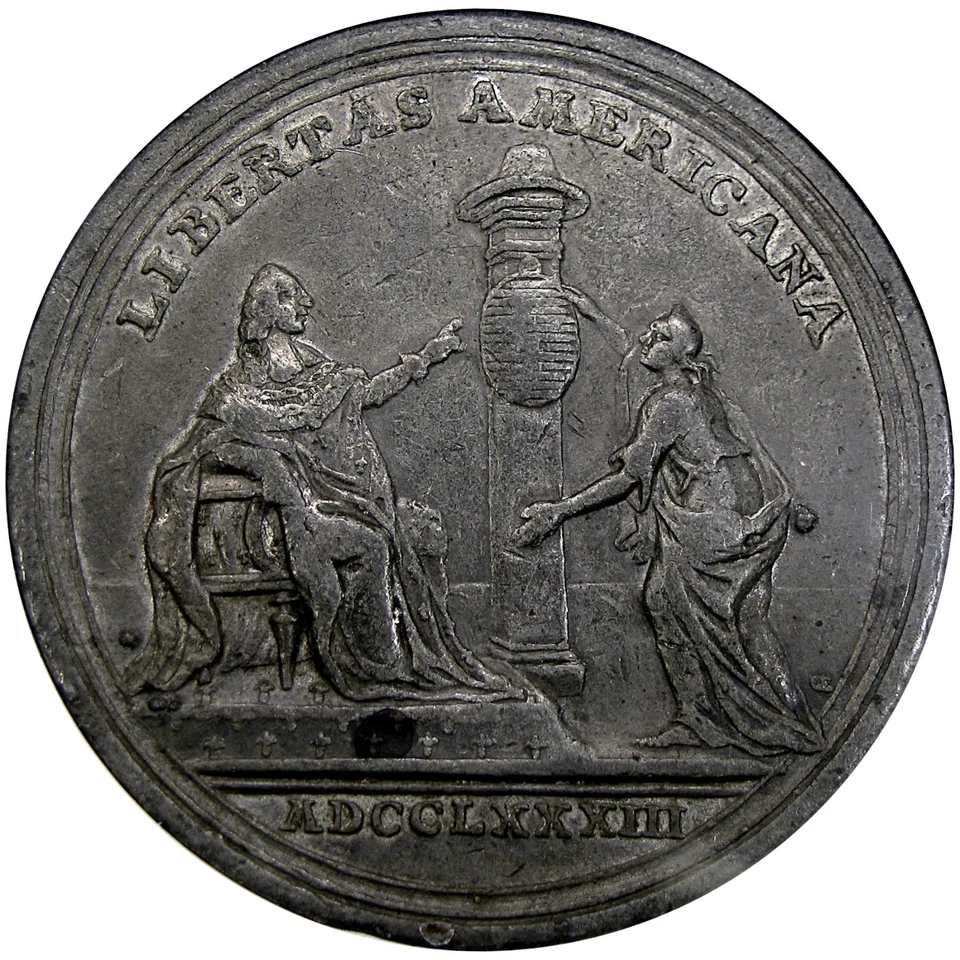 USA / FRANCE MEDAL 1783 BETTS-608 LIBERTAS AMERICANA NGC VF30 ~ ERIC P. NEWMAN! - Image 3 of 4