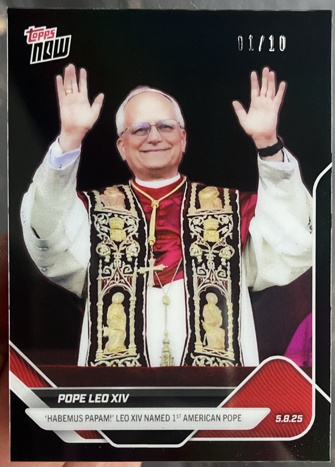 Pope Leo XIV 1st American Pope 2025 Topps Now BLACK 1/10