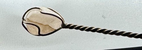 •Vintage• MILKY QUARTZ Gem & Twisted Silver Wire Handle Tobacco Pipe Tamper - Picture 5 of 5