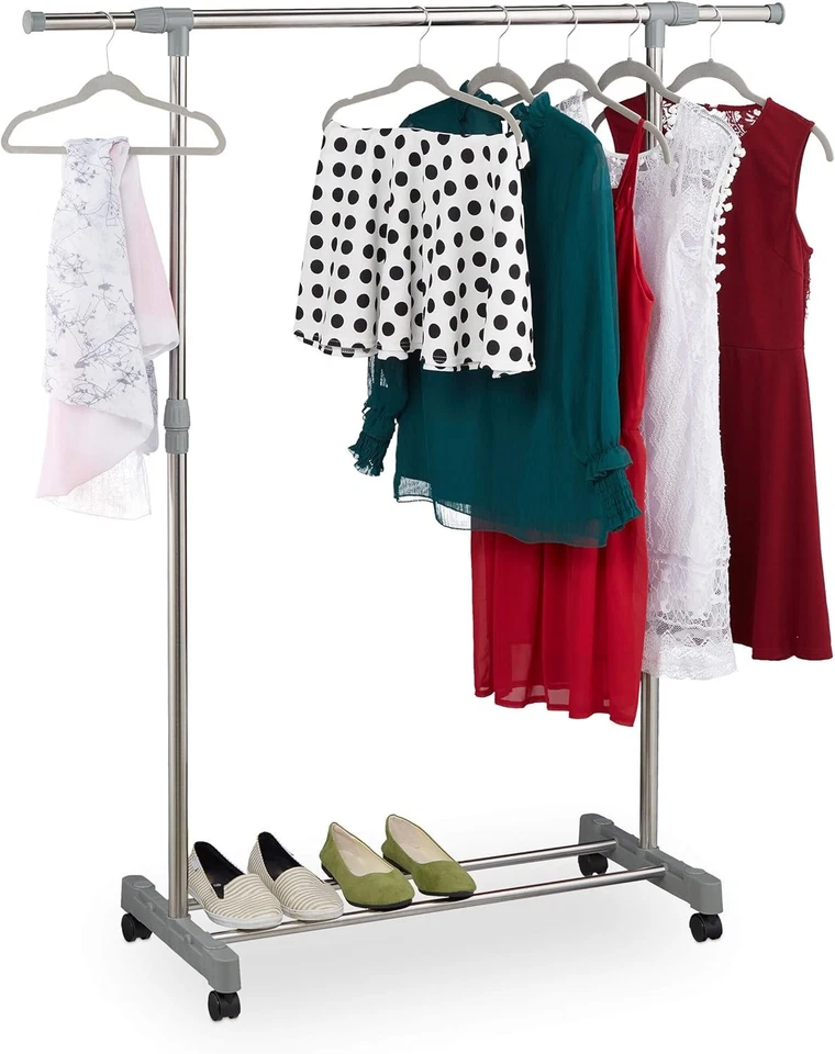 Appendiabiti da terra in metallo Relaxdays, colore argento - Immagine 2 di 4