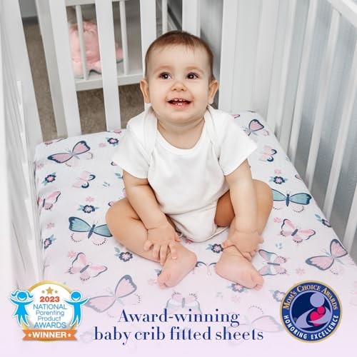 Butterfly Crib Bedding Set for Girls - 5 Pieces Including Baby Girl Blanket, 2 - Picture 4 of 7