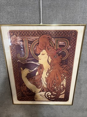 Vintage Print  Poster, Alphonse Mucha, Job, Cigarette Paper, Gold,