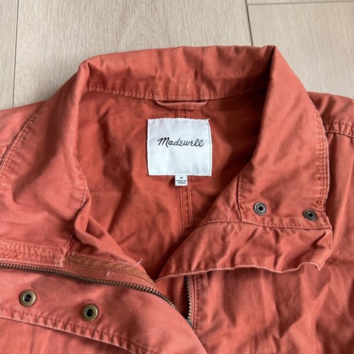 Madewell Utility Jacket Women's Size M Full Zip Snap Button Pockets Orange - Picture 2 of 9