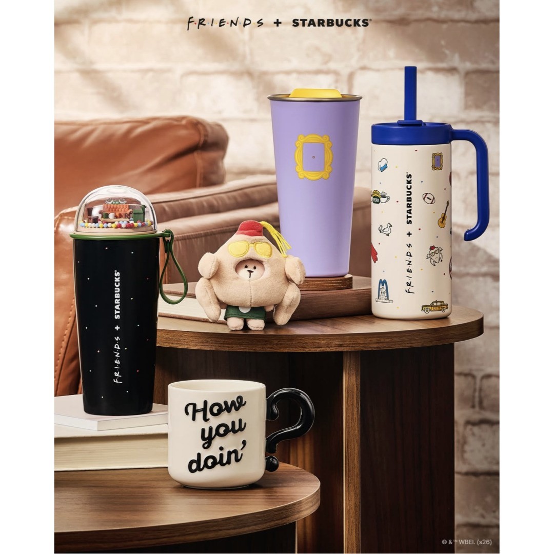 Starbucks Korea 2026 FRIENDS Collab Bearista Cat Keychain Tumbler