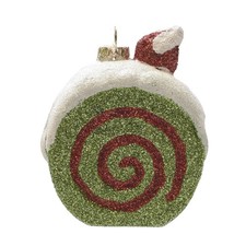 Northlight 3.25" Merry  Bright Green White Red Glitter Cake Christmas Ornament