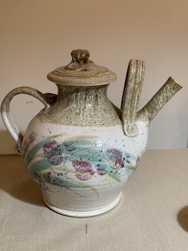 Large Floral Design Rowe Pottery Teapot And Matching Tea Cups; - Picture 8 of 18