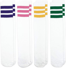 Kids' Boys Girls Unisex Stripe Assorted Knee High Tube Socks 4 Pack