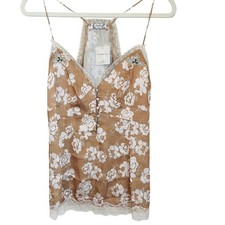 Intimately Free People Size S Night Special Cami Gold Floral Lace Trim Feminine