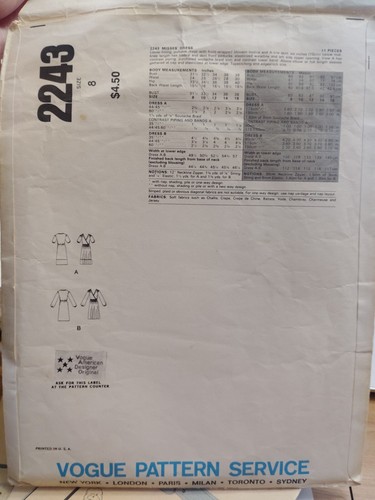 Dress Front Wrap 8 Designer Albert Nipon Vogue 2243 Sewing Pattern VTG V Neck - Picture 10 of 10