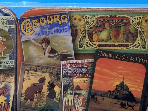 Vintage Set Of Six Coasters In Original Packaging Sealed Cartexpo Wood Cork Fran - Picture 7 of 12