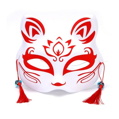 Japanese Cosplay Mask Hand-Painted Anime Demon Slayer Half Face Cat Masks Props∑ - Picture 7 of 17